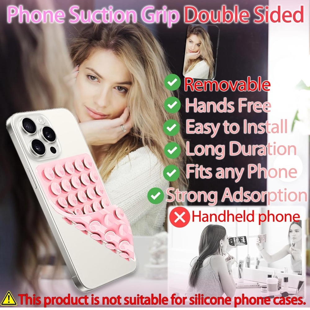 Double Sided Suction Phone Grippy. Works on almost any surface!